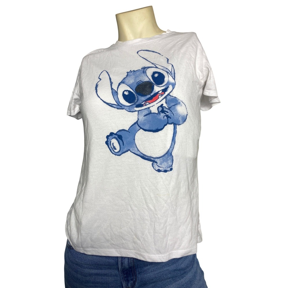 Disney Stitch Graphic T Shirt Womens Large White Lilo & Stitch‎ Short Sleeve Tee